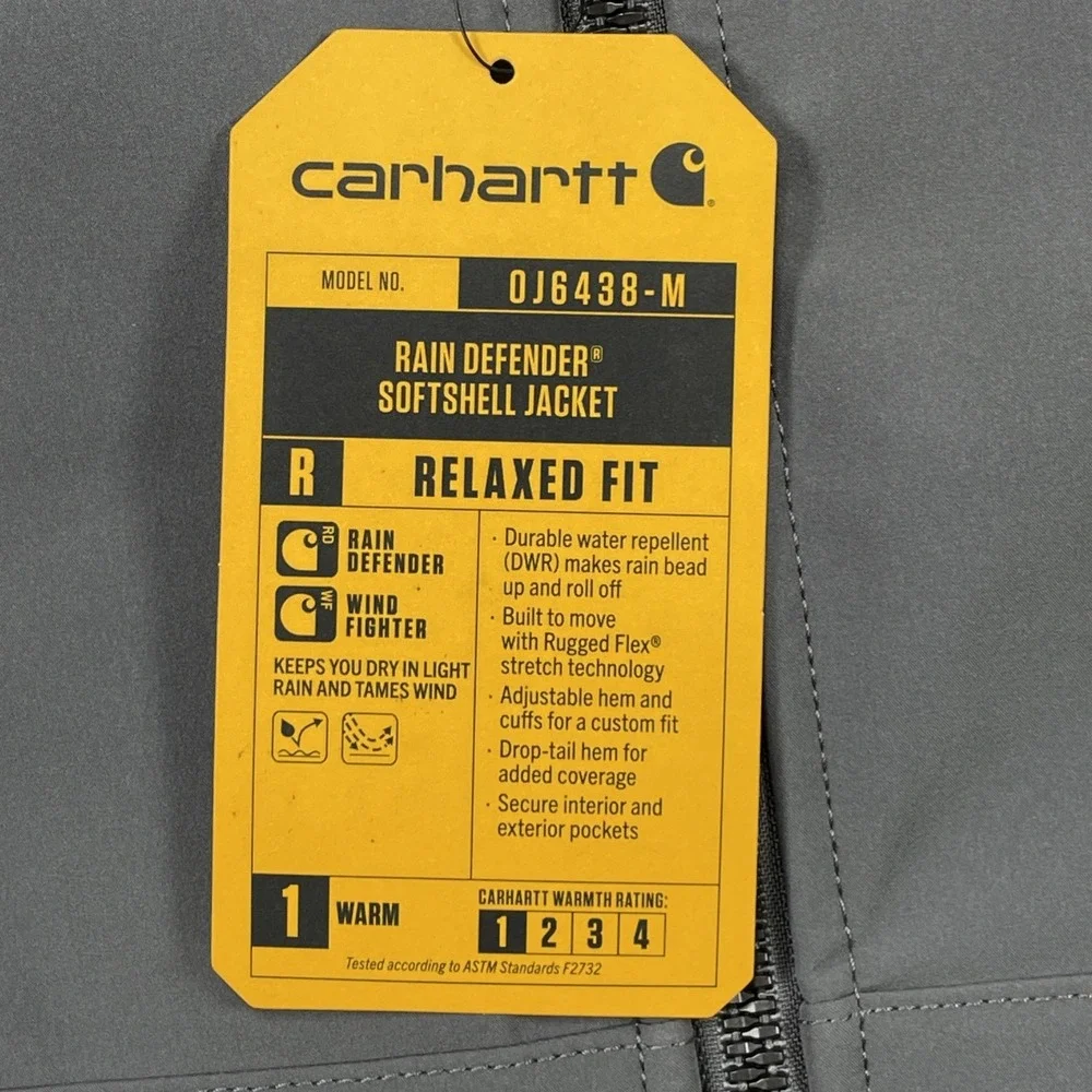 Carhartt Jacket Mens Medium (M) Gray Rain Defender Softshell Relaxed Fit OJ6438M